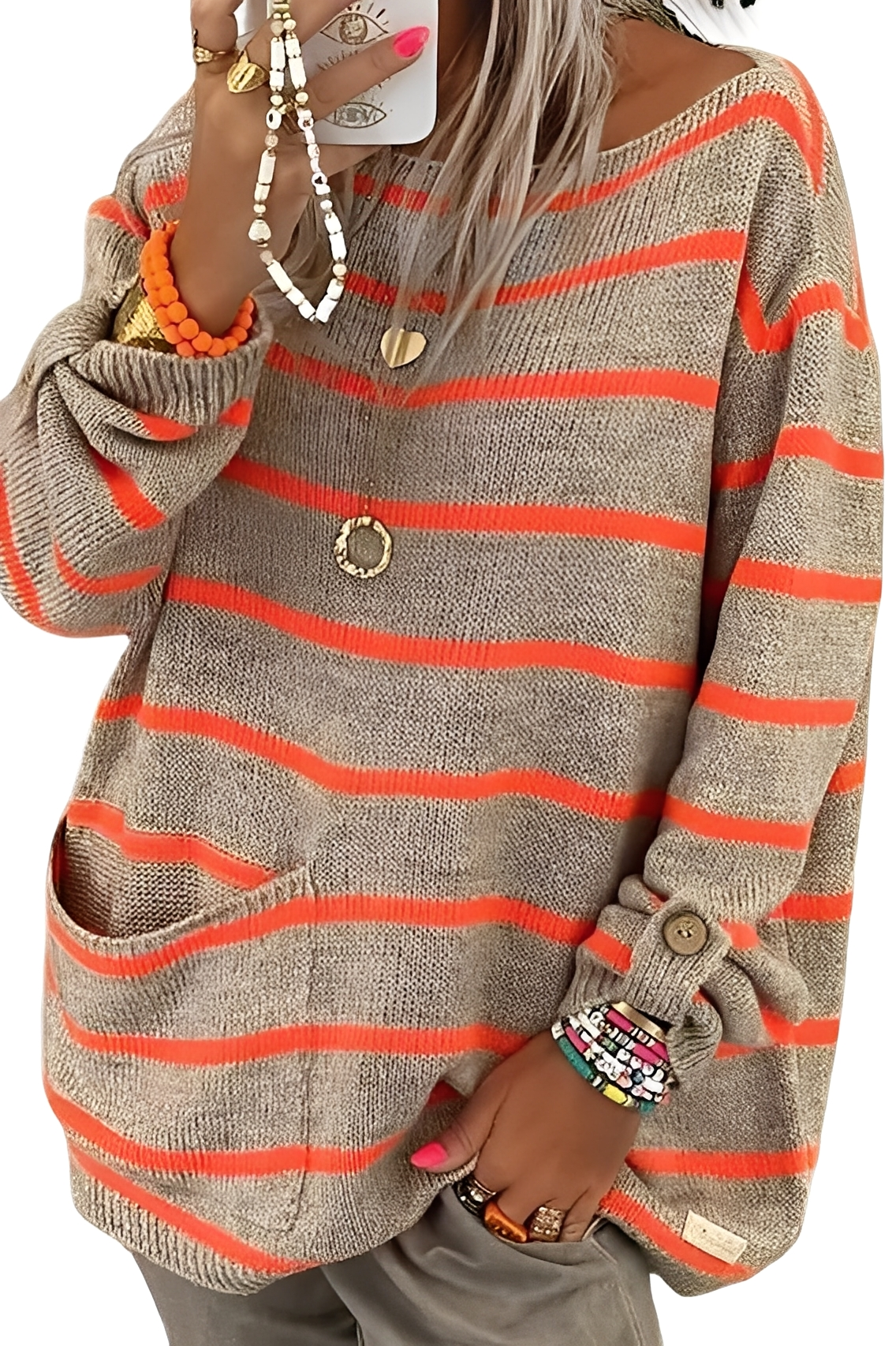 Pull femme rayé confortable oversize