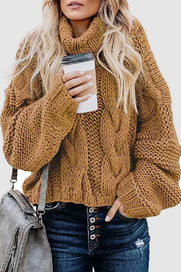Pull en cachemire élégant col roulé hiver