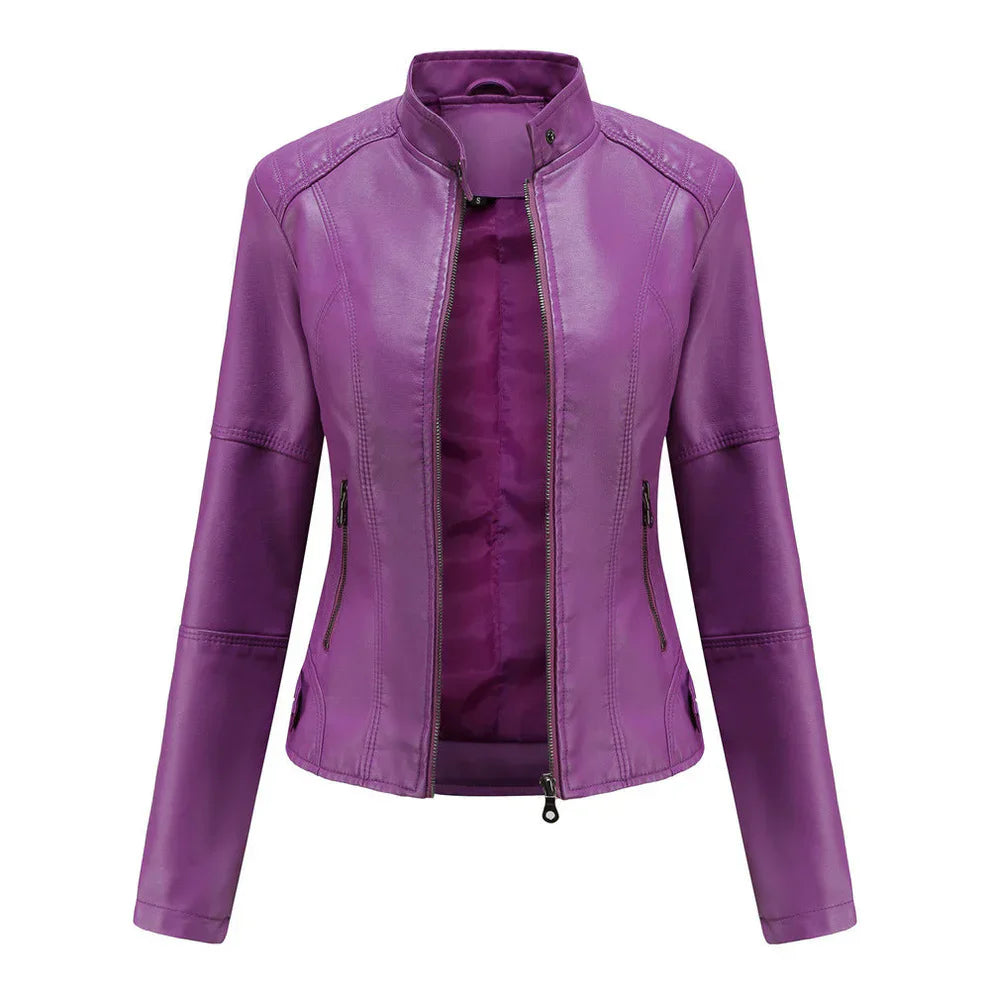 Veste en cuir femme coupe cintrée élégante