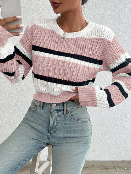 Pulls en maille douce à col rond pour femme