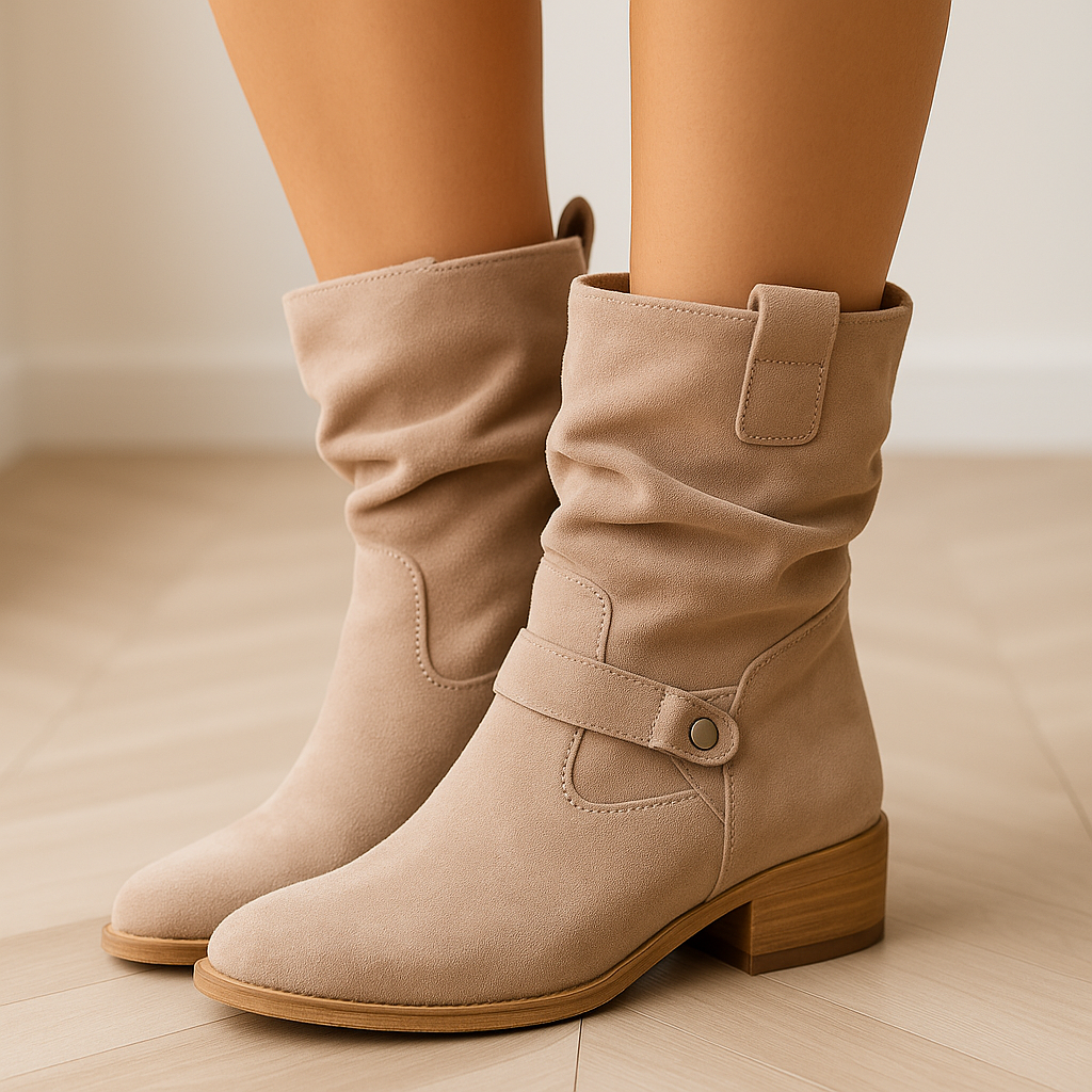 Bequeme Damen Stiefeletten Mit Niedrigem Absatz - IdealeKleiden