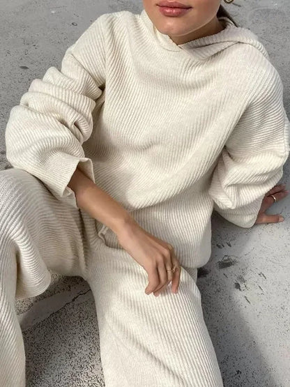 Ensemble Sweat à Capuche et Pantalon Rayé pour Femme