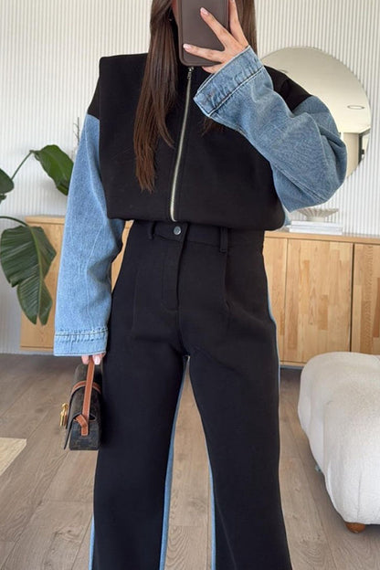 Veste en jean tendance Coupe décontractée Patchwork