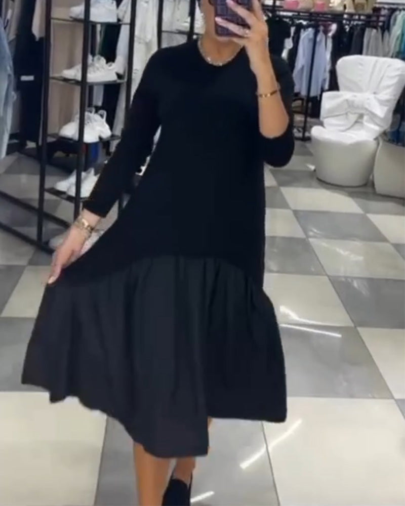 Robe patchwork femme à volants chic