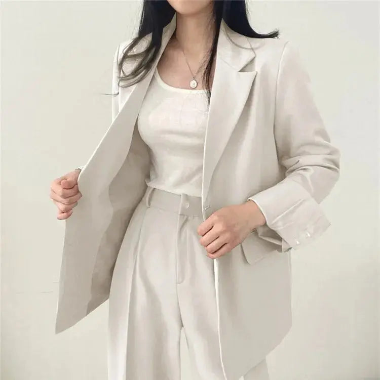 Ensemble Business Femme - Blazer Uni & Pantalon Droit