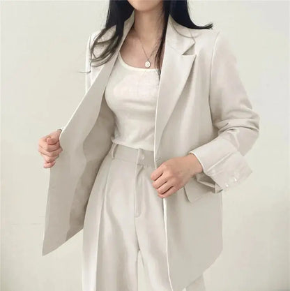 Ensemble Business Femme - Blazer Uni & Pantalon Droit
