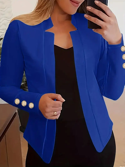Blazer long à manches longues pour femmes, style ouvert, printemps