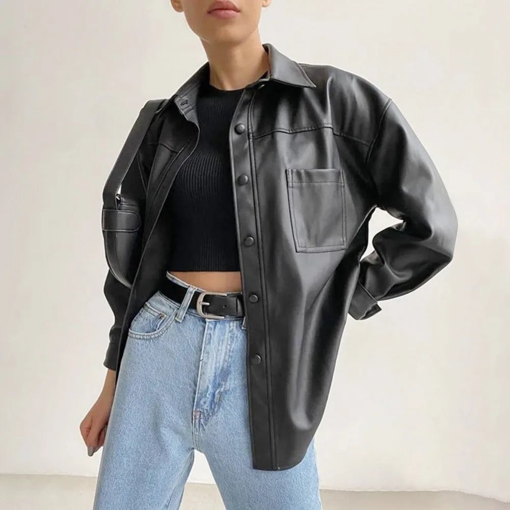 Veste en cuir vintage homme, fermeture boutonnée classique