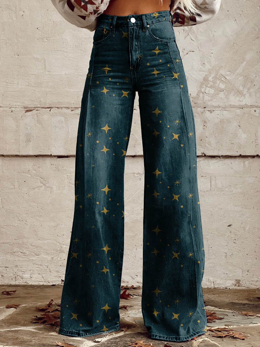 Pantalon femme stylé motif étoiles élégant