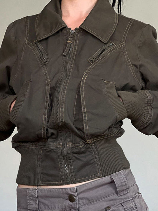 Retro Style Lederjacke Damen - IdealeKleiden