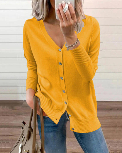 Débardeur tricoté pour femme col V boutonné
