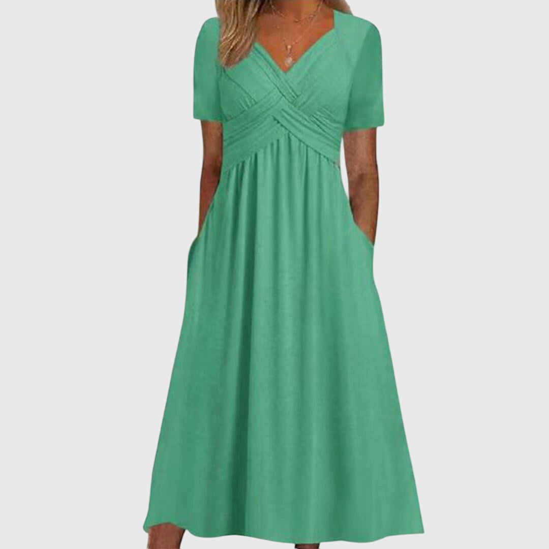 Frauen Maxikleid V-Ausschnitt Sommerkleid - IdealeKleiden
