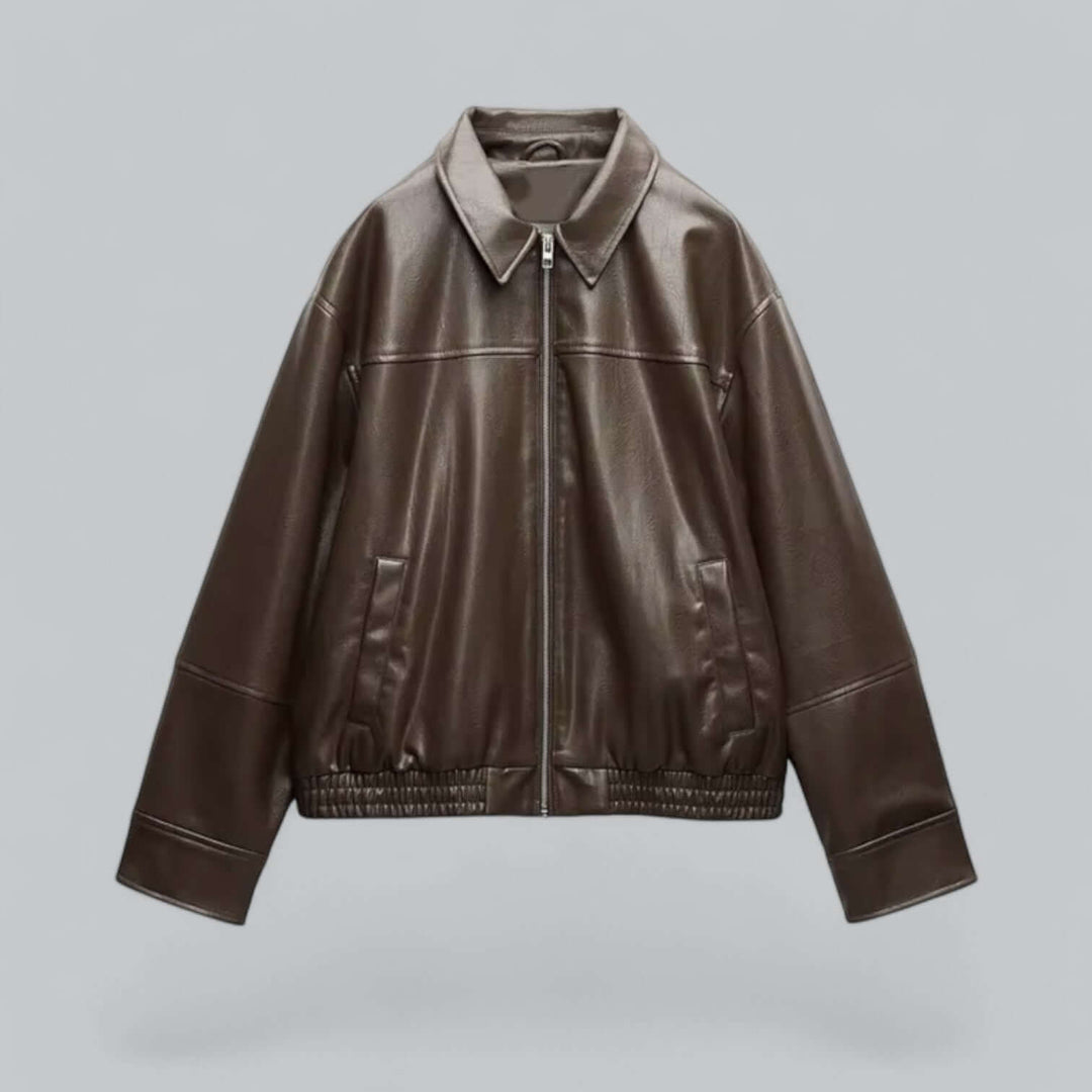 Veste en cuir rétro pour femme