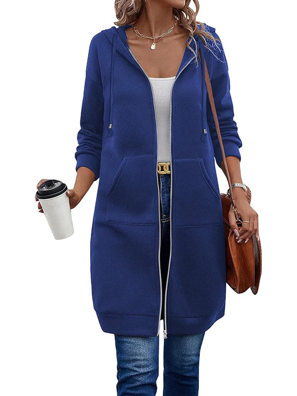Veste à capuche à manches longues zippée pour femme