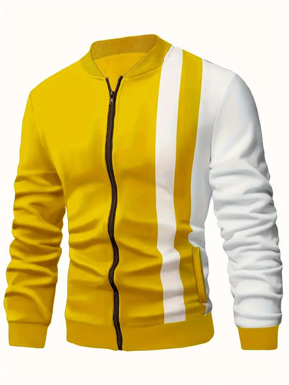 Veste de baseball tendance à motif color block