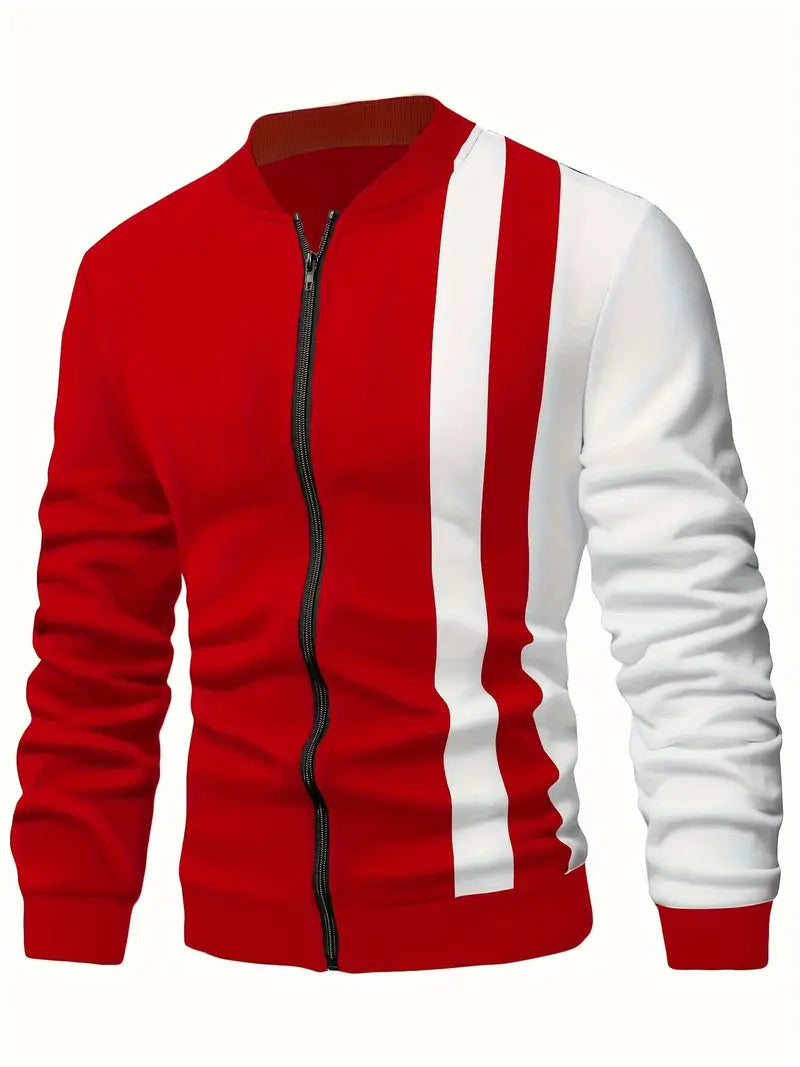 Veste de baseball tendance à motif color block