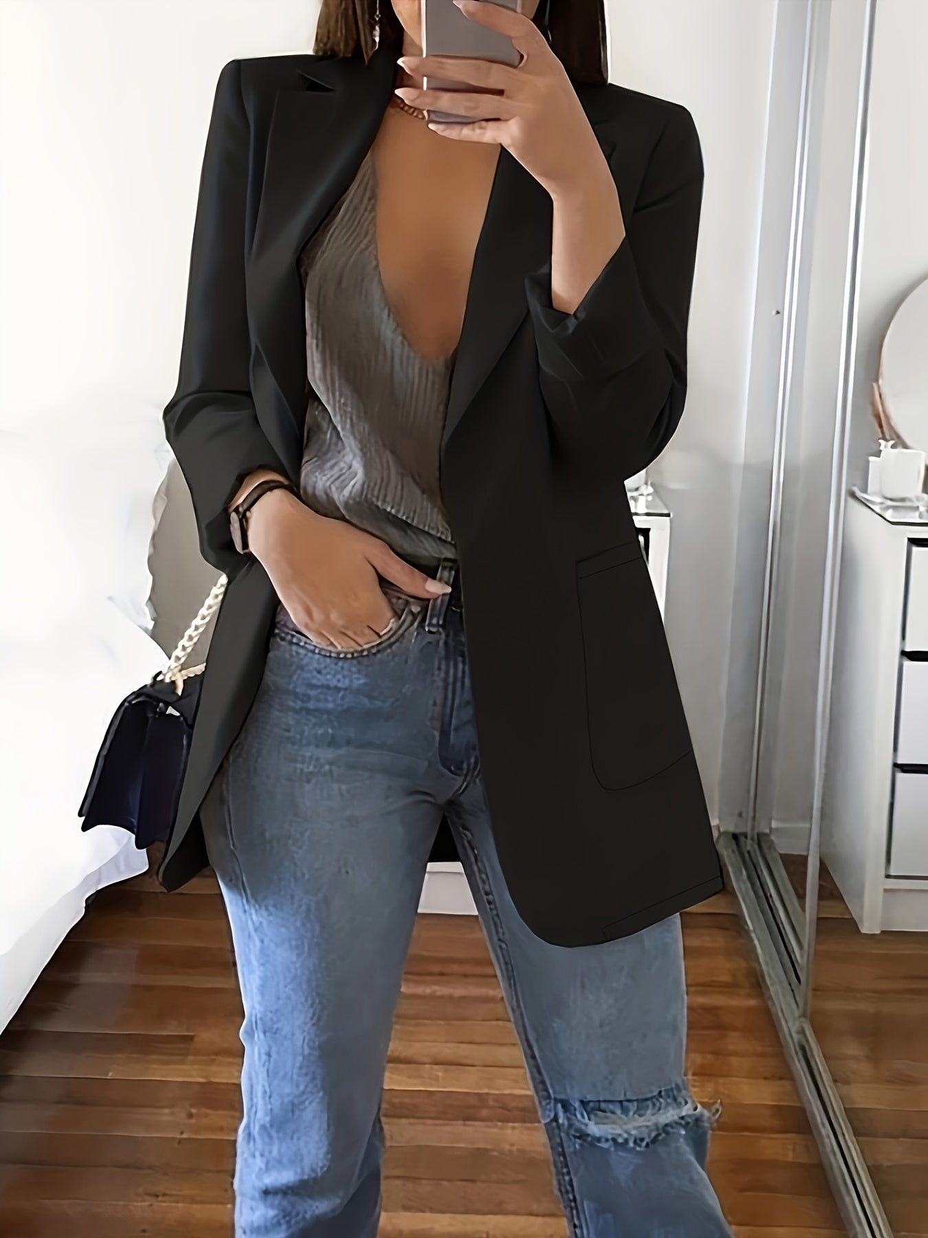 Blazer long élégant pour femme, moderne, pour le bureau