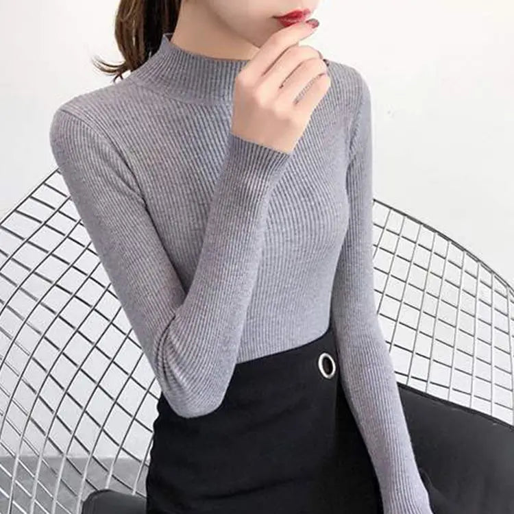 Pull doux côtelé en laine pour femme
