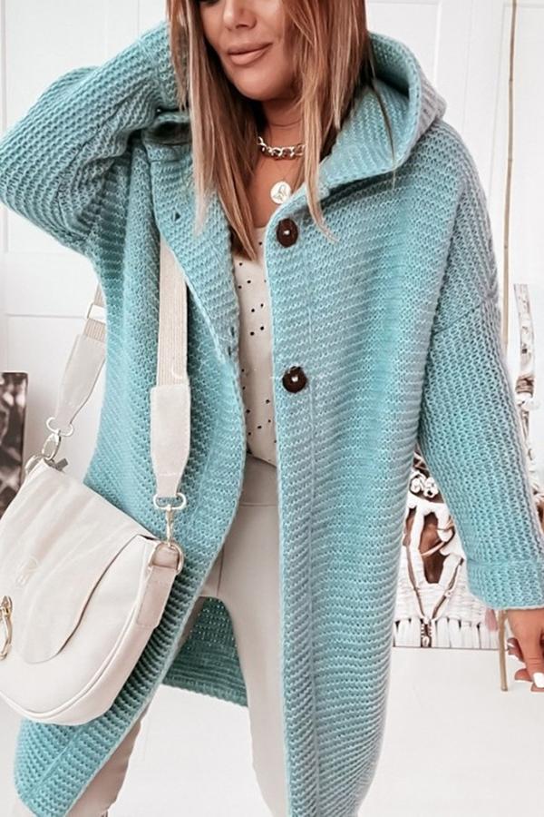 Gilet en tricot pour femme, capuche, moderne, boutons