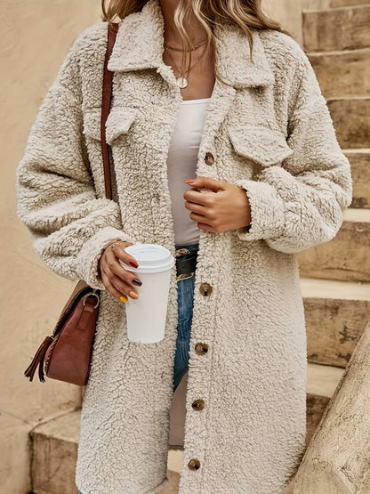 Manteau Teddy Grande Taille Doux Fausse Fourrure Décontracté