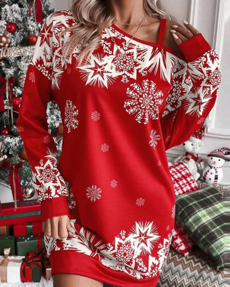 Robe de Noël Épaule Asymétrique Élégante