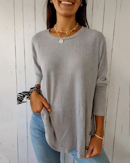Haut en maille doux à col rond pour femme