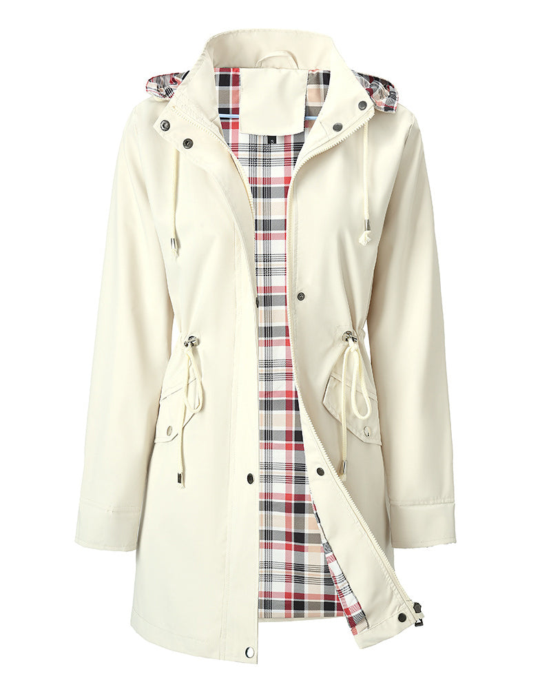 Trench-coat imperméable femme long à capuche