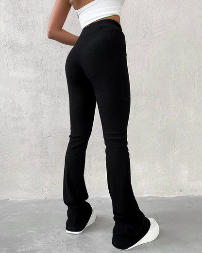 Pantalon slim femme avec micro-évasement