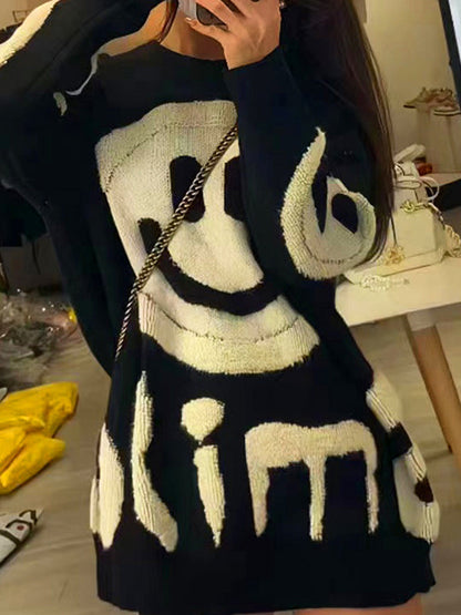 Robe Y2K colorée imprimé Smile pull oversize