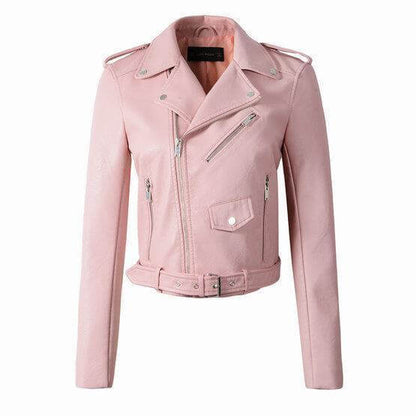 Veste en cuir pour femme style motard souple