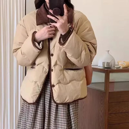 Doudoune matelassée élégante col boutons femme