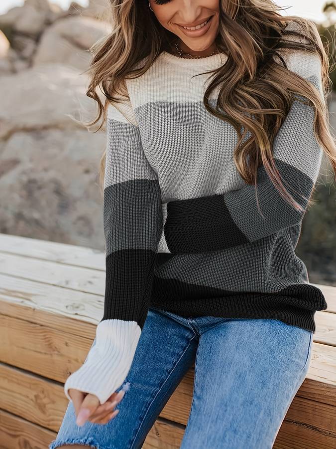 Pull pour femme élégant motif rayé moderne