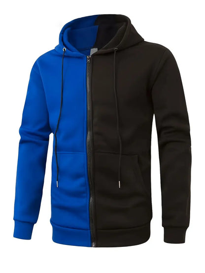 Sweat-shirt à capuche bicolore et zippé moderne