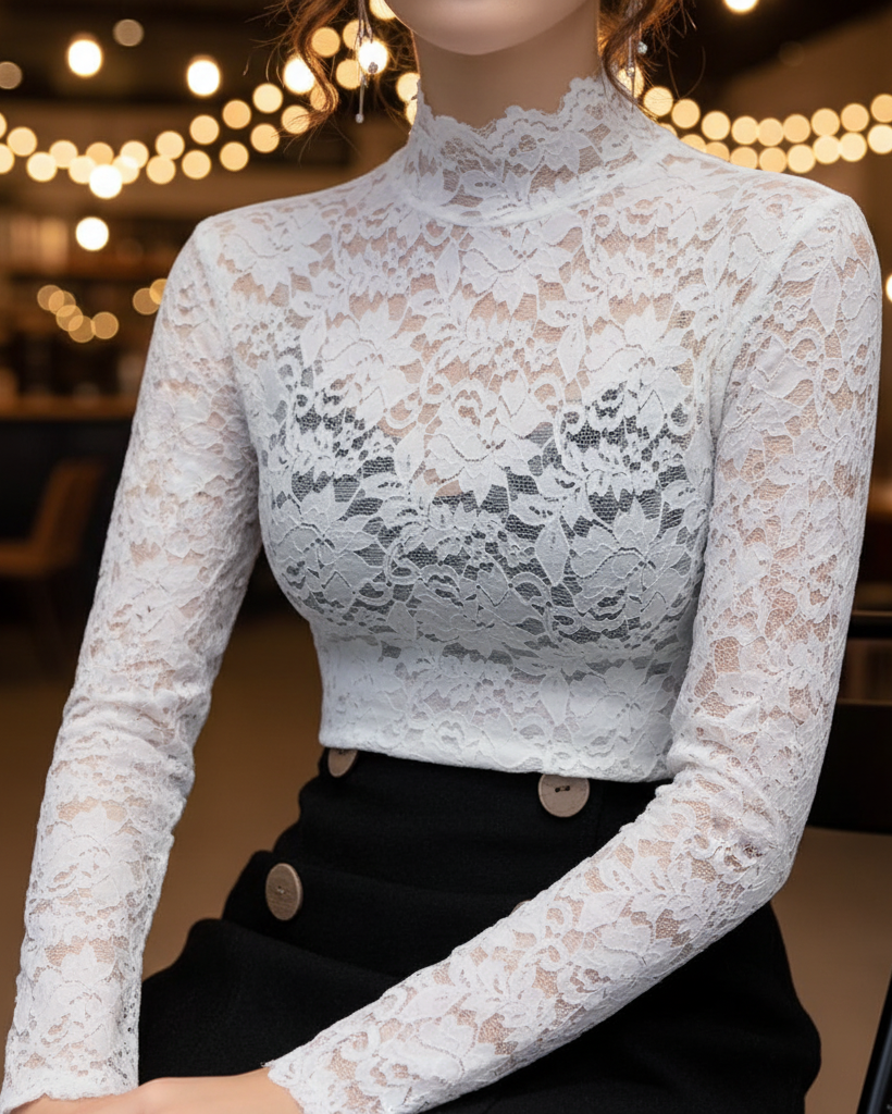 Damen Bluse Spitze Frühling Elegant - IdealeKleiden