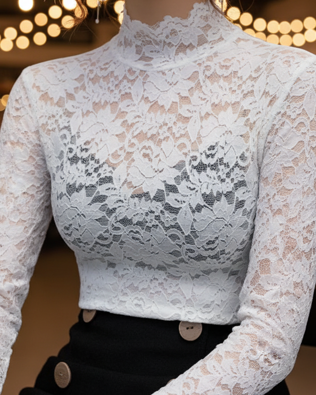 Blouse Femme Dentelle Printemps Élégante
