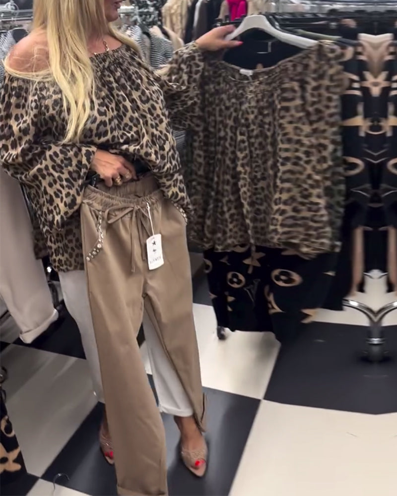 Stilvolle Bluse Leopard Muster Damen - IdealeKleiden