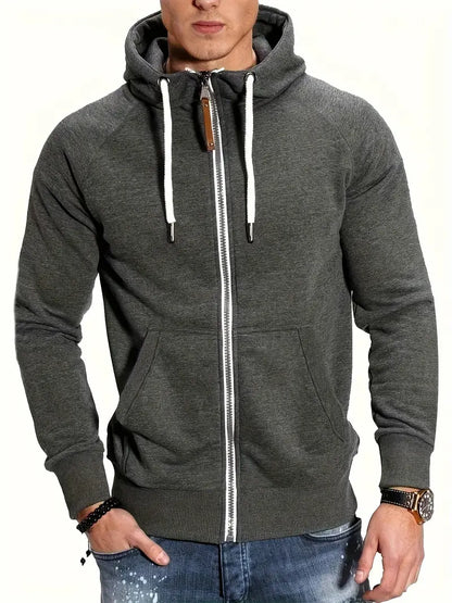 Pull Homme Manches Longues Capuche Fermeture Éclair