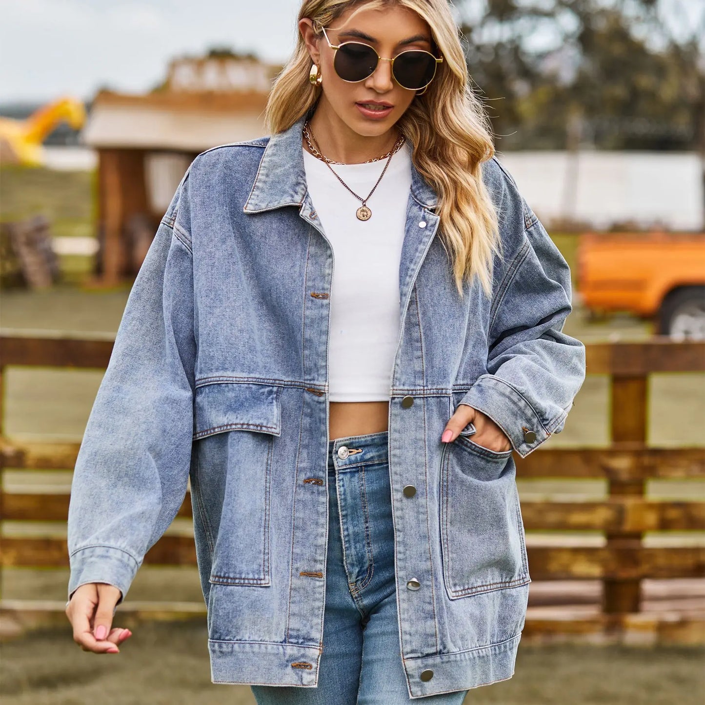 Grande Veste en jean pour femme Confortable Oversize