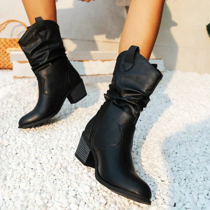 Bottes rétro à talons épais et bouts pointus
