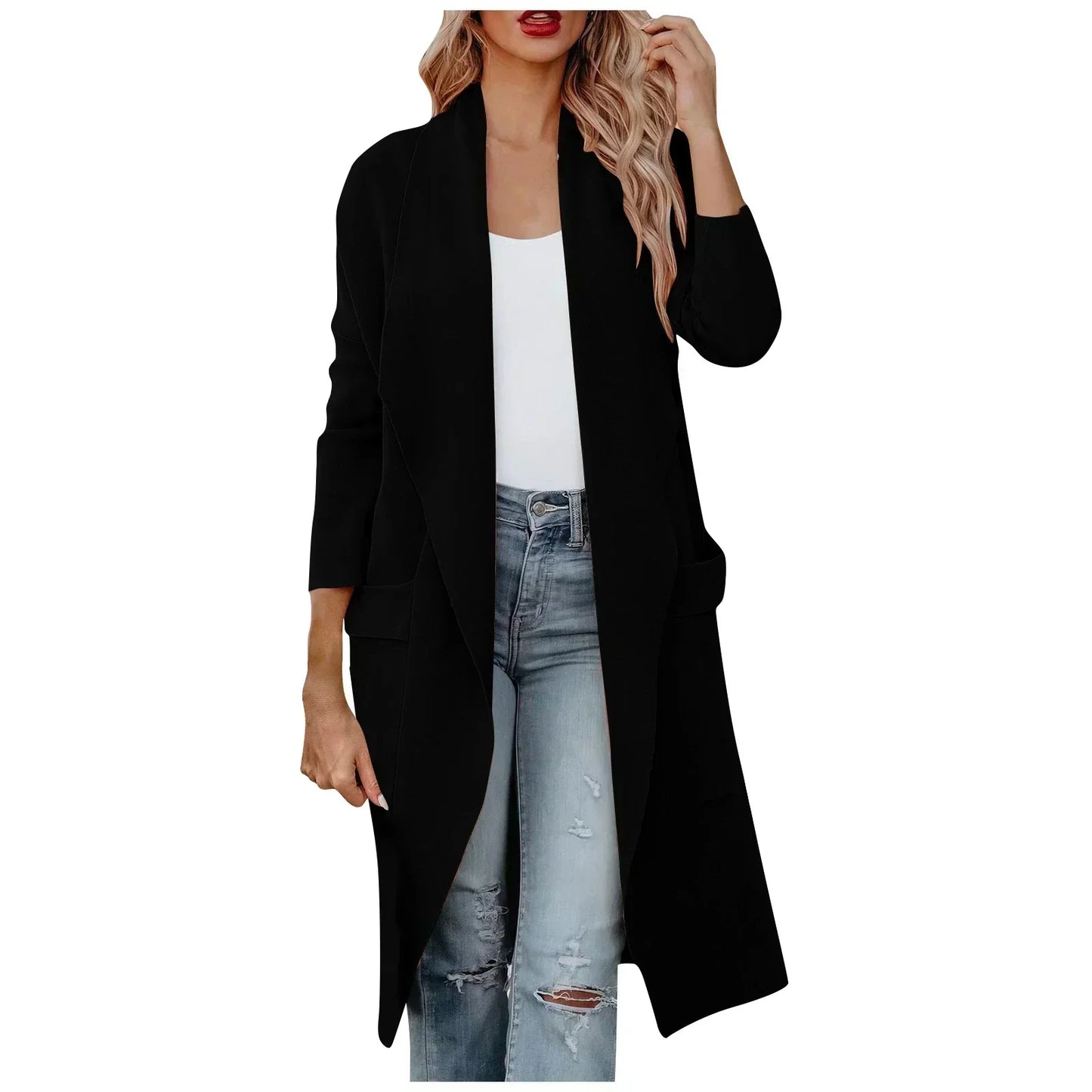Élégante veste pour femme Coupe longue Ceinture