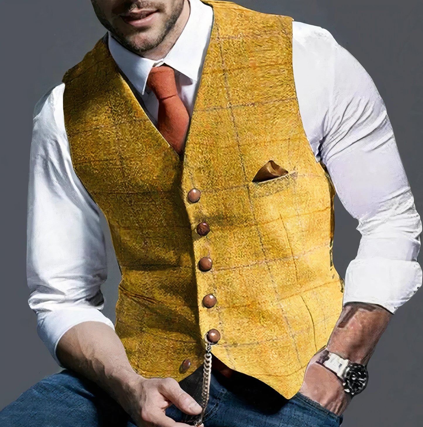 Gilet à carreaux tendance pour homme élégant