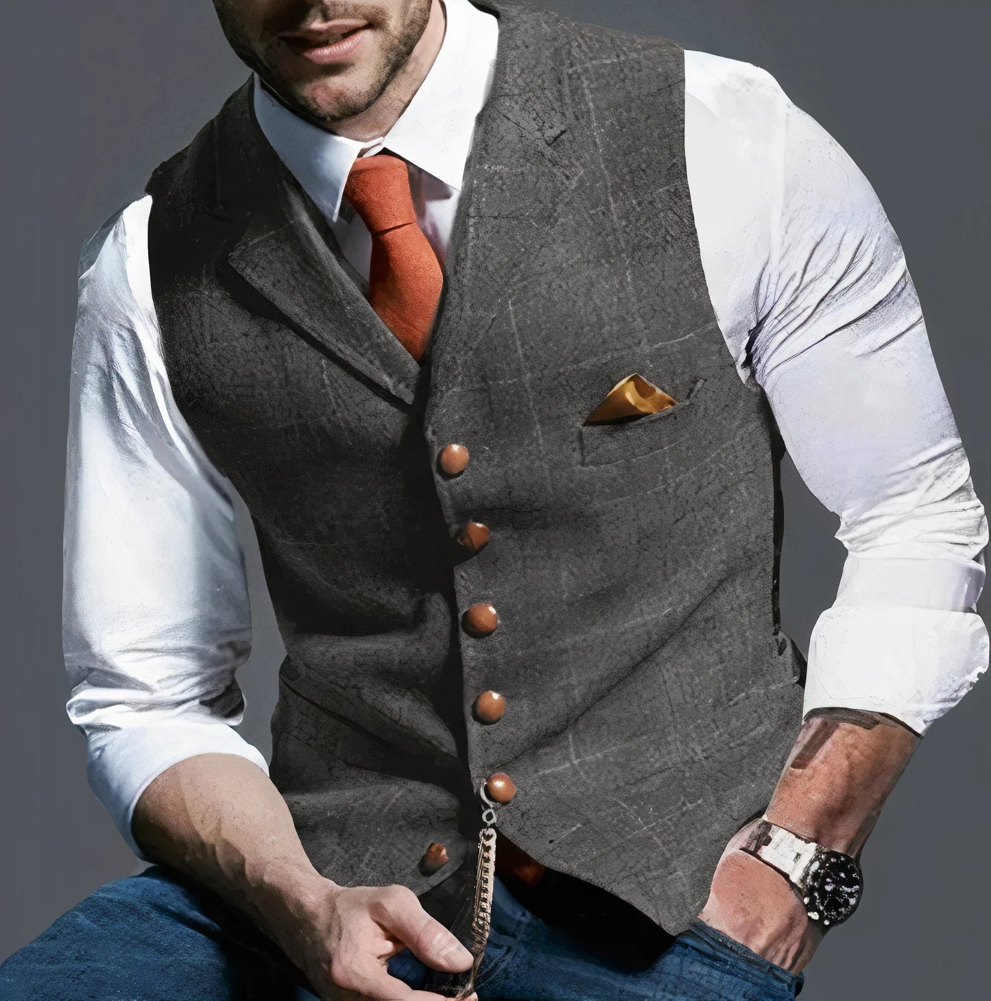 Gilet à carreaux tendance pour homme élégant