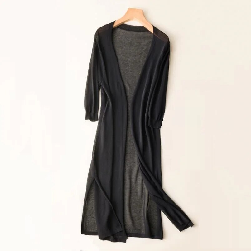 Cardigan long en maille Alyssa pour femme