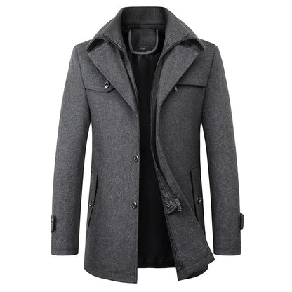 Manteau d'hiver homme à col revers et fermeture éclair