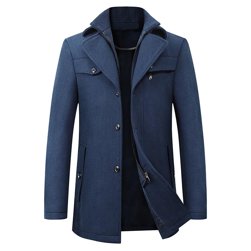 Manteau d'hiver homme à col revers et fermeture éclair