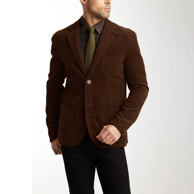 Veste en velours côtelé marron élégante pour hommes
