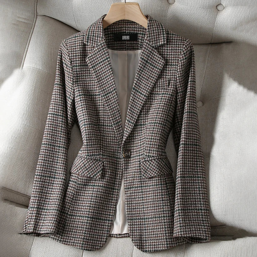 Blazer à carreaux tendance pour femme