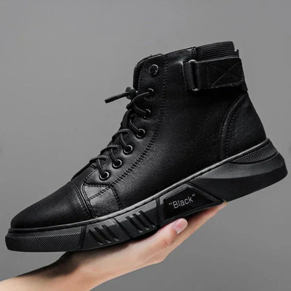 Élégantes Bottes Homme Noires Aspect Cuir