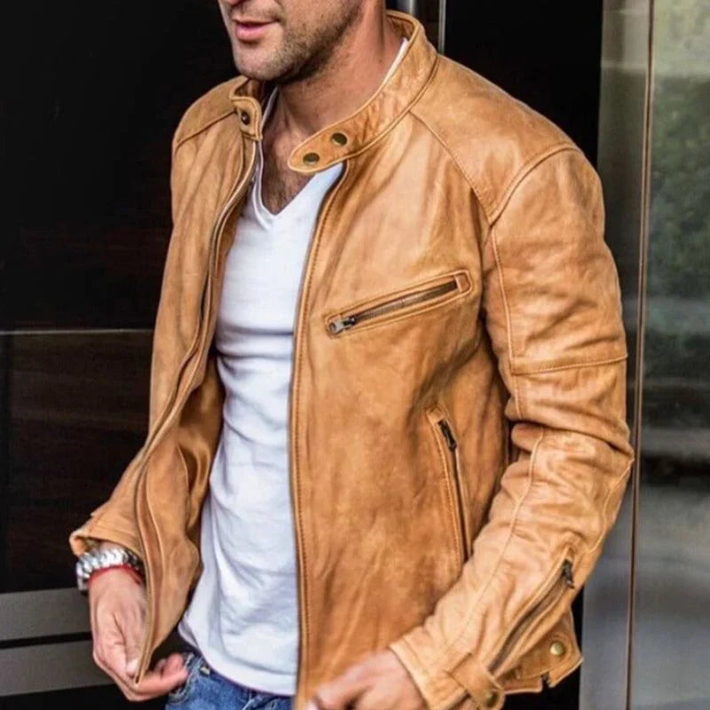 Blouson en cuir élégant Azlan résistant aux intempéries