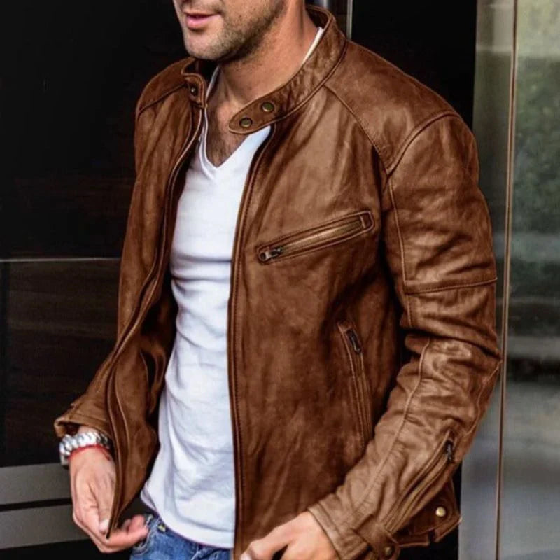 Blouson en cuir élégant Azlan résistant aux intempéries
